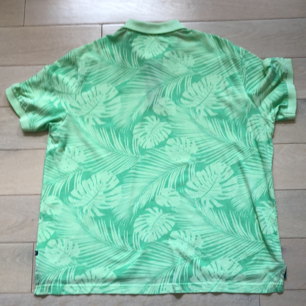 Men's CHAPS tropical polo shirt green palm leaves, XL - Picture 7 of 9